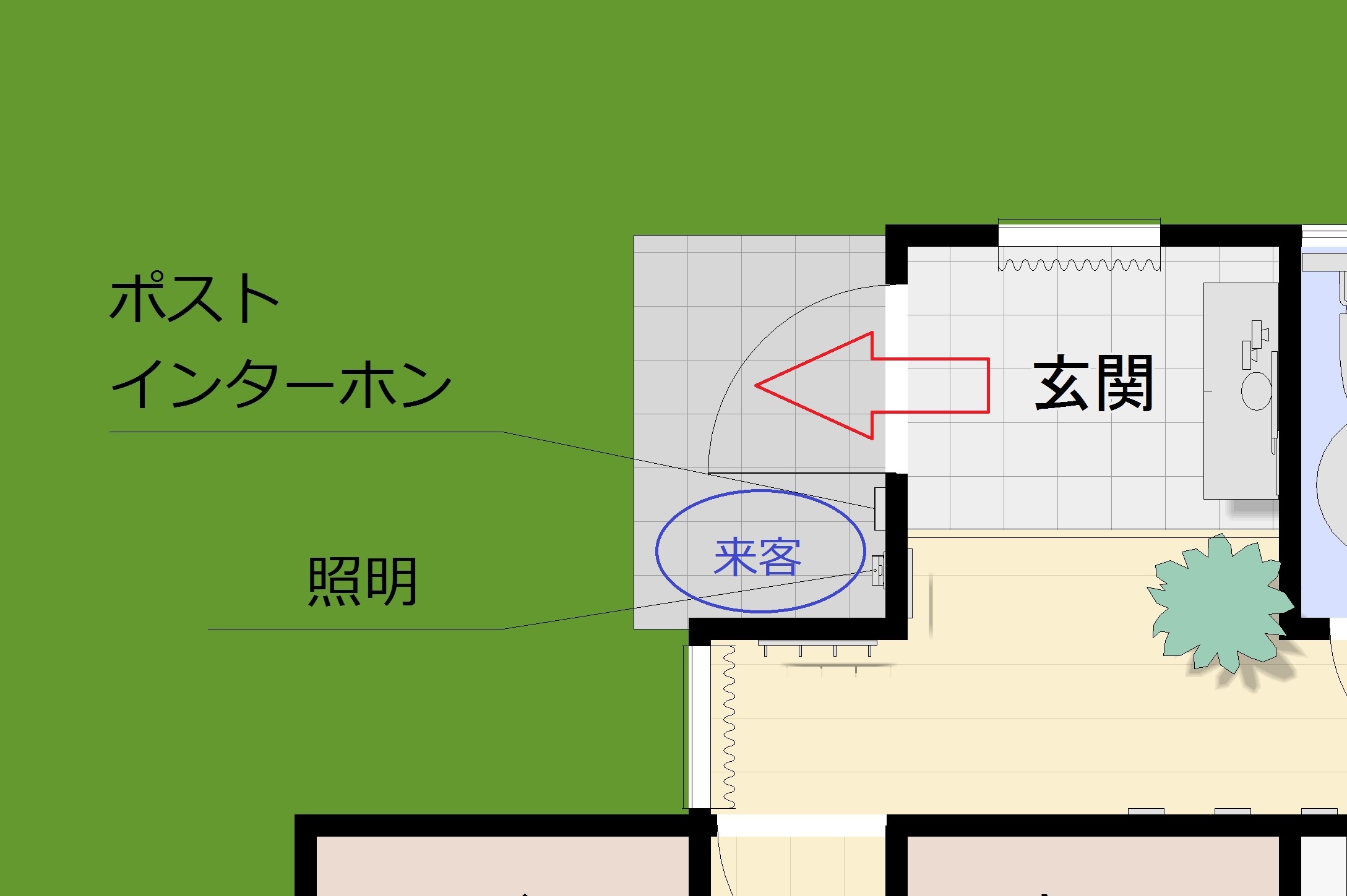 玄関扉反対